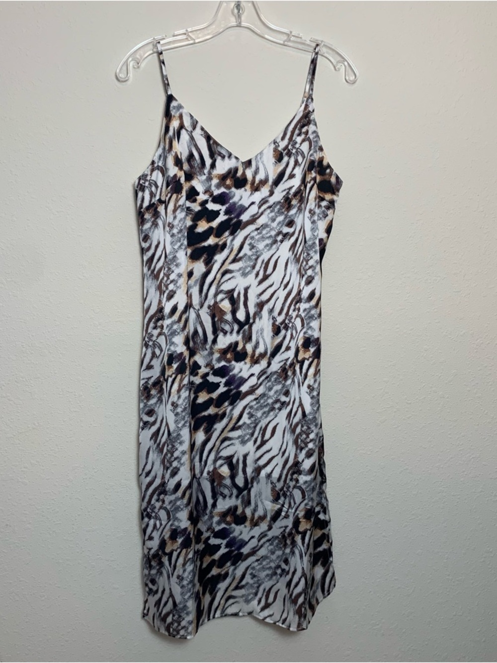 One Clothing‎ Los Angeles Animal Print Slip Midi Dress Brown White Black Size M